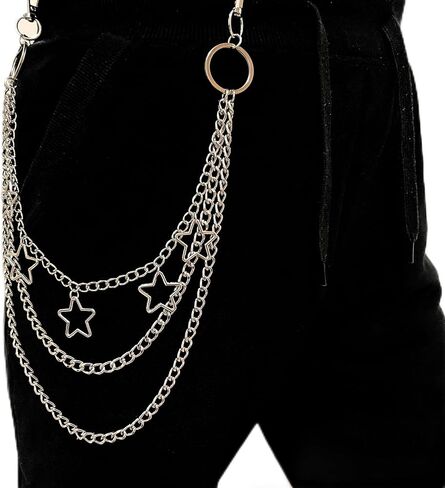 Generic Trouser Chains, Jean Chains Goth Accessories Pant Chain Punk Acrylic Coloured Trouser Chain for Pants (Style 3), silver in Saudi Arabia