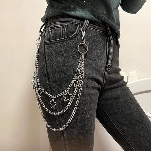 Generic Trouser Chains, Jean Chains Goth Accessories Pant Chain Punk Acrylic Coloured Trouser Chain for Pants (Style 3), silver in Saudi Arabia