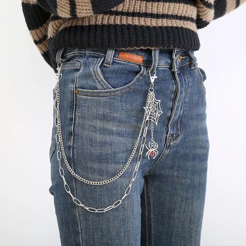 Pirate Skull Pants Chain for Men Gothic Spider Web Jeans Chains Wallet Chain Pants Chain Punk Hip Hop Rock Chains Halloween Pirate Costume Accessories for Men Women in Saudi Arabia