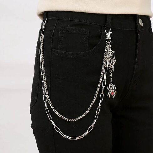 Pirate Skull Pants Chain for Men Gothic Spider Web Jeans Chains Wallet Chain Pants Chain Punk Hip Hop Rock Chains Halloween Pirate Costume Accessories for Men Women in Saudi Arabia