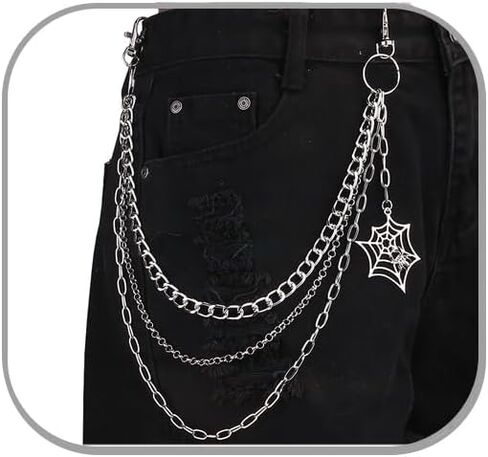 Pirate Skull Pants Chain for Men Gothic Spider Web Jeans Chains Wallet Chain Pants Chain Punk Hip Hop Rock Chains Halloween Pirate Costume Accessories for Men Women in Saudi Arabia