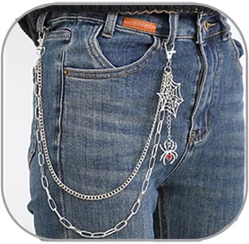 Pirate Skull Pants Chain for Men Gothic Spider Web Jeans Chains Wallet Chain Pants Chain Punk Hip Hop Rock Chains Halloween Pirate Costume Accessories for Men Women in Saudi Arabia