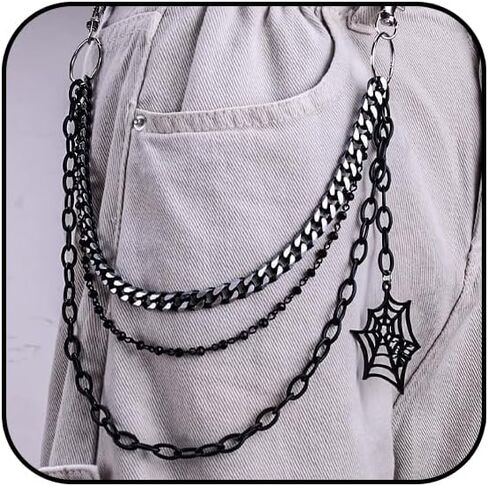 Pirate Skull Pants Chain for Men Gothic Spider Web Jeans Chains Wallet Chain Pants Chain Punk Hip Hop Rock Chains Halloween Pirate Costume Accessories for Men Women in Saudi Arabia