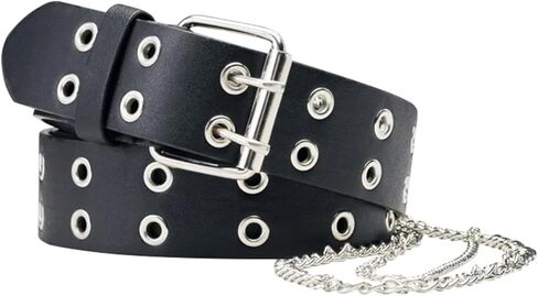 Punk Belt with Chain for Women Men Leather Chain Belt Body Chains Belts Silver Gothic Goth Waist Metal Jean Pants Chains Belts Punk Hiphop Outfit Accessories Party Club Music Festival Accessories in Saudi Arabia
