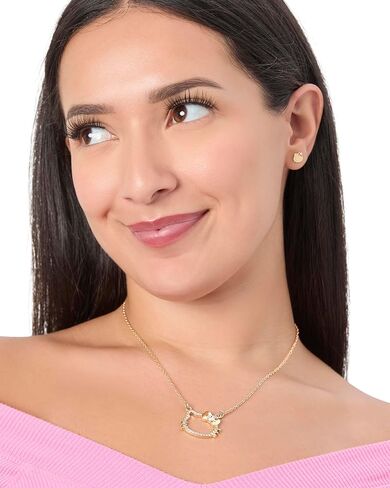 Hello Kitty Necklace For Women with Rhinestones Official License, 16"+3.25" Gold-Tone Silhouette Pendant Necklace in Saudi Arabia