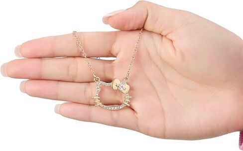 Hello Kitty Necklace For Women with Rhinestones Official License, 16"+3.25" Gold-Tone Silhouette Pendant Necklace in Saudi Arabia