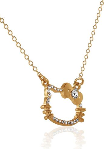 Hello Kitty Necklace For Women with Rhinestones Official License, 16"+3.25" Gold-Tone Silhouette Pendant Necklace in Saudi Arabia