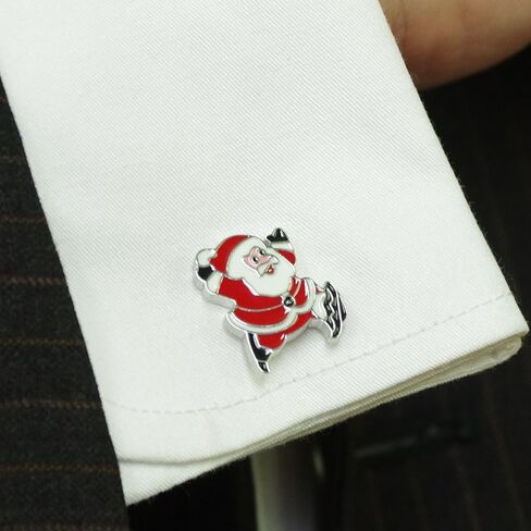 Men's Christmas Cufflinks Santa Christmas Stockings Cuff Links with Gift Box in Saudi Arabia