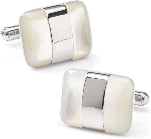 Silver Wrapped White Mother of Pearl Cufflinks in Saudi Arabia