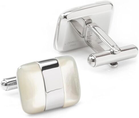 Silver Wrapped White Mother of Pearl Cufflinks in Saudi Arabia