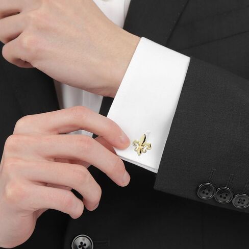 Fleur-de-Lis Emblem Cufflinks Black Gold (Gold) in Saudi Arabia