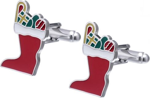 Men's Christmas Cufflinks Santa Christmas Stockings Cuff Links with Gift Box in Saudi Arabia