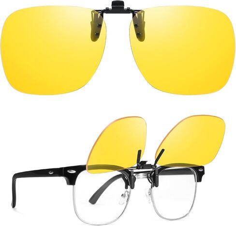 TJUTR Night Driving Clip On Glasses, Polarized Anti Glare Night Vision Glasses to Wear Over Prescription Glasses in Kuwait