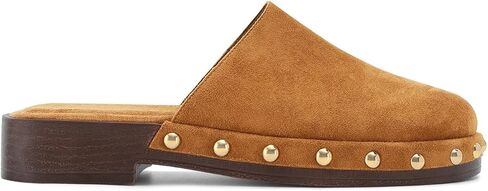 MICIFA Studded Platform Mules for Women Closed Round Toe Suede Leather Clogs Slip On Backless Flat Mules Comfortable Casual Slides Shoes in Saudi Arabia
