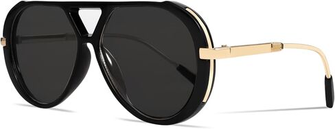 Retro Gold Aviator Sunglasses for Women Men, 2025 Metal Oversized 70s Aviators Black Sun Glasses in Saudi Arabia