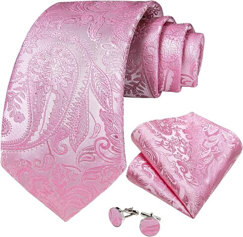 DiBanGu Paisley Mens Tie Set Silk Woven Jacquard Necktie and Pocket Square Cufflinks Gift Set Formal Bussiness Regular Tie in Kuwait