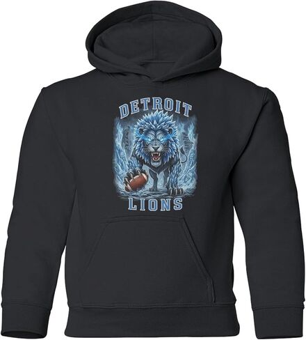 Detroit Halloween Inspired - Electric Roar Lion Desig Youth Hooded Sweatshirt in Saudi Arabia