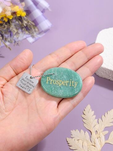 Top Plaza Crystals Stone for Anxiety Healing Gemstone Keychain Engraved Inspirational Follow Your Dreams Trust Your Heart in Saudi Arabia