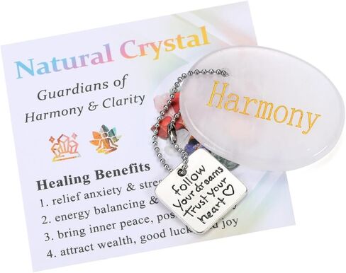 Top Plaza Crystals Stone for Anxiety Healing Gemstone Keychain Engraved Inspirational Follow Your Dreams Trust Your Heart in Saudi Arabia