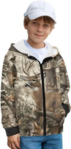 Kids Zip up Hoodies for Boys Fleece Jacket 6-16 Years Lightweight Winter Outdoor School Outfits with Pockets in Saudi Arabia