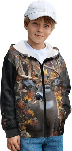 Kids Zip up Hoodies for Boys Fleece Jacket 6-16 Years Lightweight Winter Outdoor School Outfits with Pockets in Saudi Arabia