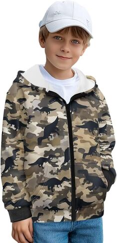 Kids Zip up Hoodies for Boys Fleece Jacket 6-16 Years Lightweight Winter Outdoor School Outfits with Pockets in Saudi Arabia