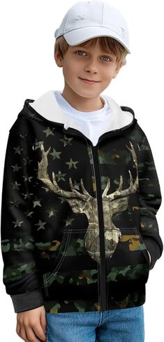 Kids Zip up Hoodies for Boys Fleece Jacket 6-16 Years Lightweight Winter Outdoor School Outfits with Pockets in Saudi Arabia