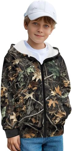 Kids Zip up Hoodies for Boys Fleece Jacket 6-16 Years Lightweight Winter Outdoor School Outfits with Pockets in Saudi Arabia