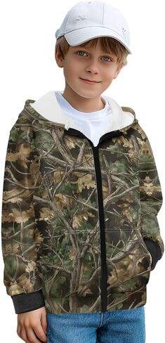 Kids Zip up Hoodies for Boys Fleece Jacket 6-16 Years Lightweight Winter Outdoor School Outfits with Pockets in Saudi Arabia