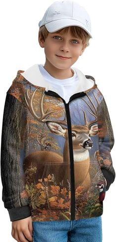 Kids Zip up Hoodies for Boys Fleece Jacket 6-16 Years Lightweight Winter Outdoor School Outfits with Pockets in Saudi Arabia