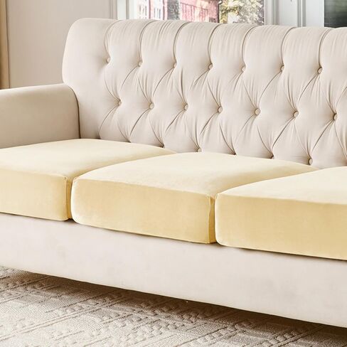 أغطية وسائد أريكة KKJIAF سوداء مخملية قابلة للتمدد، أغطية مقاعد الأريكة، أغطية أريكة منفصلة مقسمة، واقي أثاث مخملي مع قاعدة مرنة غير قابلة للانزلاق، 3 وسائد للأريكة in Kuwait
