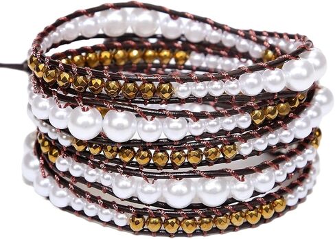 ZOSOJONA Boho سوار التفاف الخرزة للرجال والنساء - مصنوع يدويًا قابل للتعديل من الحجر الطبيعي والكريستال الخرز أساور حبل اليوغا شفاء سوار الإسورة مجوهرات الهبي in Kuwait