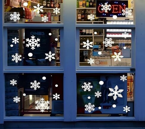 Christmas Window Clings, 57 PCS Static Snowflakes Windows Decals, Window Stickers for Christmas Decorations (White) in Saudi Arabia