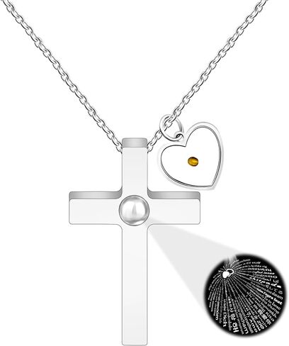 Adjustable Gold Plated Cross Pendant Necklace with 100 Languages& Faith as a Mustard Seed Heart-Shaped | Bible Verse Blessed Necklaces | Christianity Jesus Religious Jewelry | YA4518 in Saudi Arabia