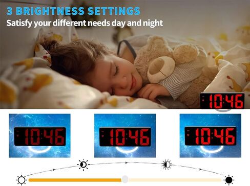 Upgraded Version Digital LED Alarm Clock Red Adjustable Brightness DST Snooze 24H Display for Bedroom Home Office Battery No Included in Saudi Arabia