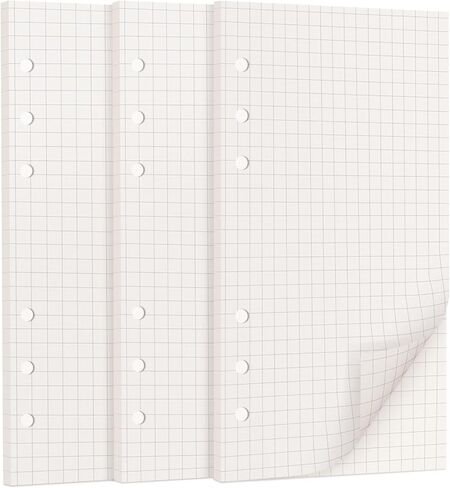 135 Sheets Planner Refill Paper Dotted Inserts Paper A5 6 Holes Binder Grid Notepaper for Filofax Bullet Journals Diary (8.26x5.59 Inch) in Kuwait
