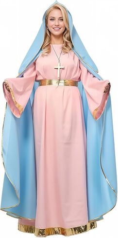 Virgin Mary Costume for Women Adult Halo Biblical Nativity Outfit Christmas Pageant Dress in Saudi Arabia
