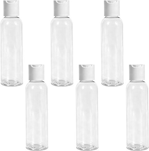 TrendBox 60ml / 2oz Empty Plastic Refillable Essentials Bottles with Disc Top Flip Cap - 6 Pack in Kuwait