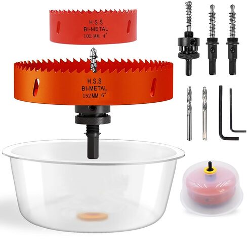 4 1/8 inch & 6 1/8 inch Hole Saw for Recessed Lighting,Wrinkle Free Silicone Hole Saw Dust Bowl for Can Lights，Easy to Clean. (6 1/8''&4 1/8") in Kuwait