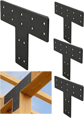 12" x 8" Post to Beam Bracket, T Plate 6 PCS, T Post Brackets Thickness 3mm T Plate for Repairing Fixing Connecting Mending Plate - IWONGO Supplied in Kuwait