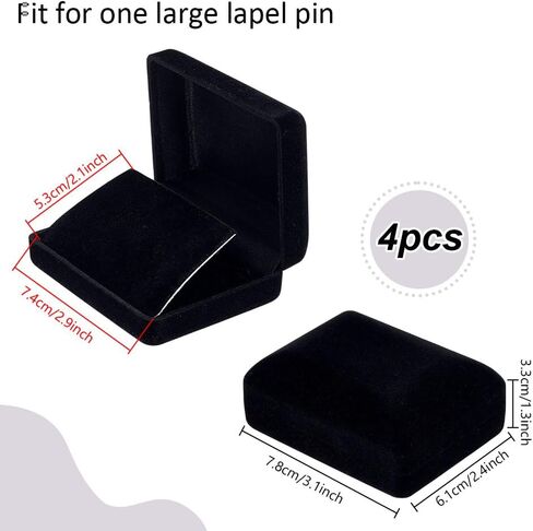 PH PandaHall 4pcs صندوق عرض بروش مخملي، صندوق عرض عرض شارة سوداء مجوهرات طية صدر السترة دبوس هدية صندوق شارة تخزين عرض حالة لمجموعة ميداليات عيد الميلاد، 2.4 × 3.07 × 1.28 بوصة in Saudi Arabia