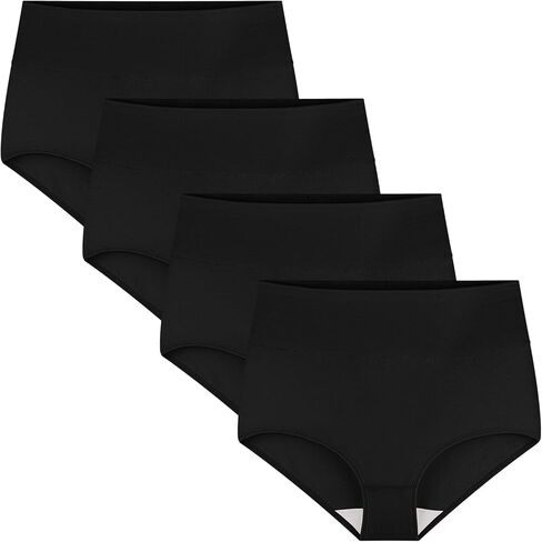 4 Women's BALCK Cotton Underwear High Waisted Full Coverage Ladies Panties,X-Large in Saudi Arabia