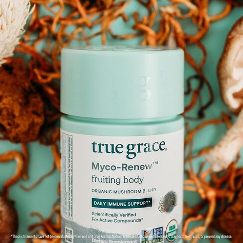 True Grace Mushroom Myco-Renew Blend Daily Immune Support - 120 Count Capsules - Organic in Saudi Arabia
