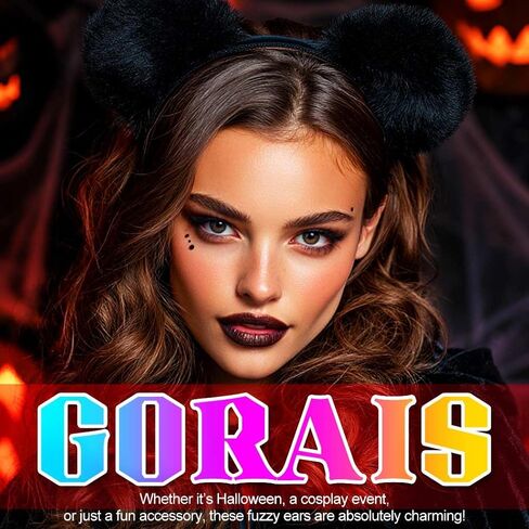 GORAIS Bear Ears Headband Black Fuzzy Halloween Costume Adult Headpiece for Women (Black, One Size) in Saudi Arabia