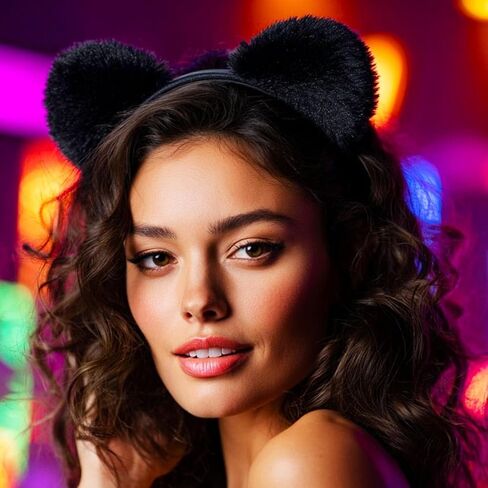 GORAIS Bear Ears Headband Black Fuzzy Halloween Costume Adult Headpiece for Women (Black, One Size) in Saudi Arabia