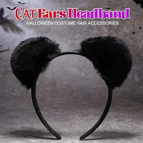 GORAIS Bear Ears Headband Black Fuzzy Halloween Costume Adult Headpiece for Women (Black, One Size) in Saudi Arabia