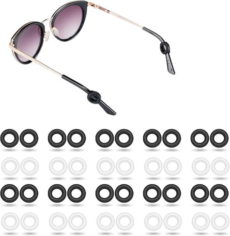 20 Pairs Eyeglass Ear Grips -Anti-Slip Glasses Grips, Silicone Glasses Holder, Eye Glasses Ear Grippers Sleeve Retainer, Glasses Ear Hooks Cushion for Sports, Sunglasses, Glasses(Black-White) in Saudi Arabia
