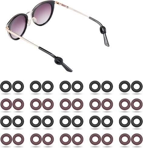 20 Pairs Eyeglass Ear Grips -Anti-Slip Glasses Grips, Silicone Glasses Holder, Eye Glasses Ear Grippers Sleeve Retainer, Glasses Ear Hooks Cushion for Sports, Sunglasses, Glasses(Black-White) in Saudi Arabia