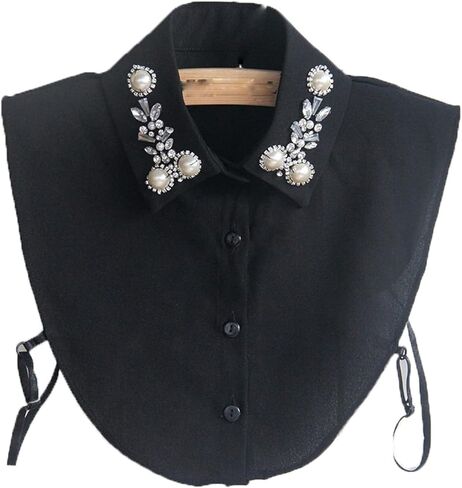 DNLKWGO Dickey Fake Collar False Collar Half Shirts with Rhinestone Detachable White Collar Shirt for Ladies Girls in Saudi Arabia
