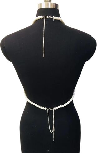 White Big Pearl Tassel Bra Chain Jewelry Bikini Multi-layered Beaded Body Chain Festival Rave Pearl Bralette Chest Chain Jewelry for Women in Saudi Arabia
